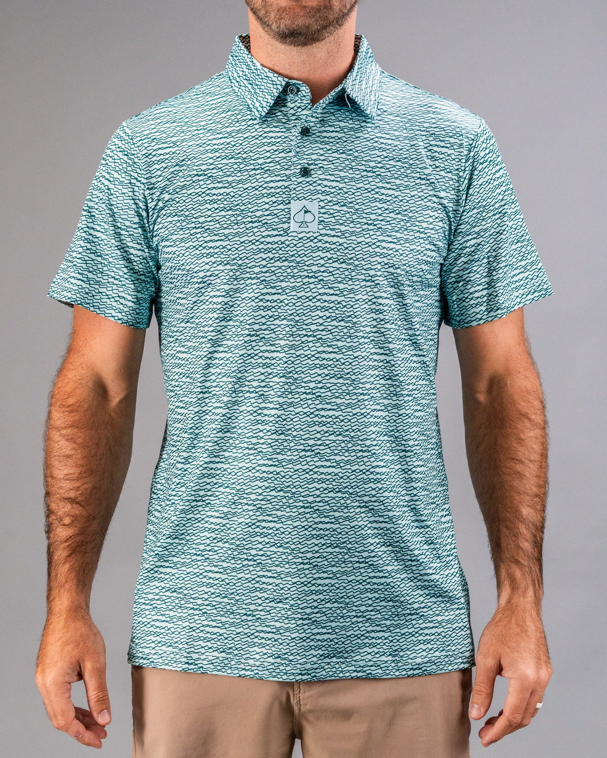 Squiggle Teal Golf Polo