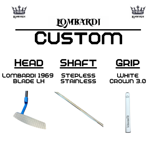 Lombardi Golf Custom Blue 1969 Double Wide Blade Left Hand Golf Putter