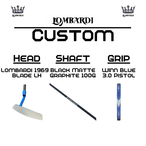 Lombardi Golf Custom Blue 1969 Double Wide Blade Left Hand Golf Putter