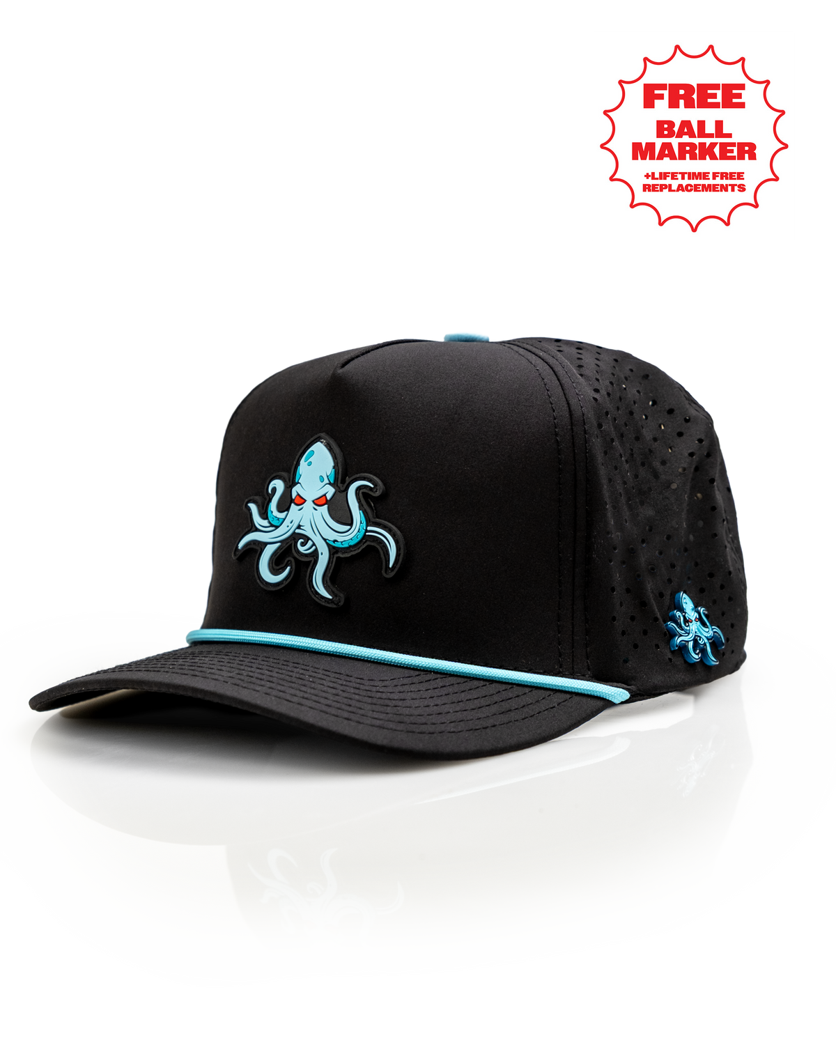 Kraken Black - Perforated Golf Rope Hat