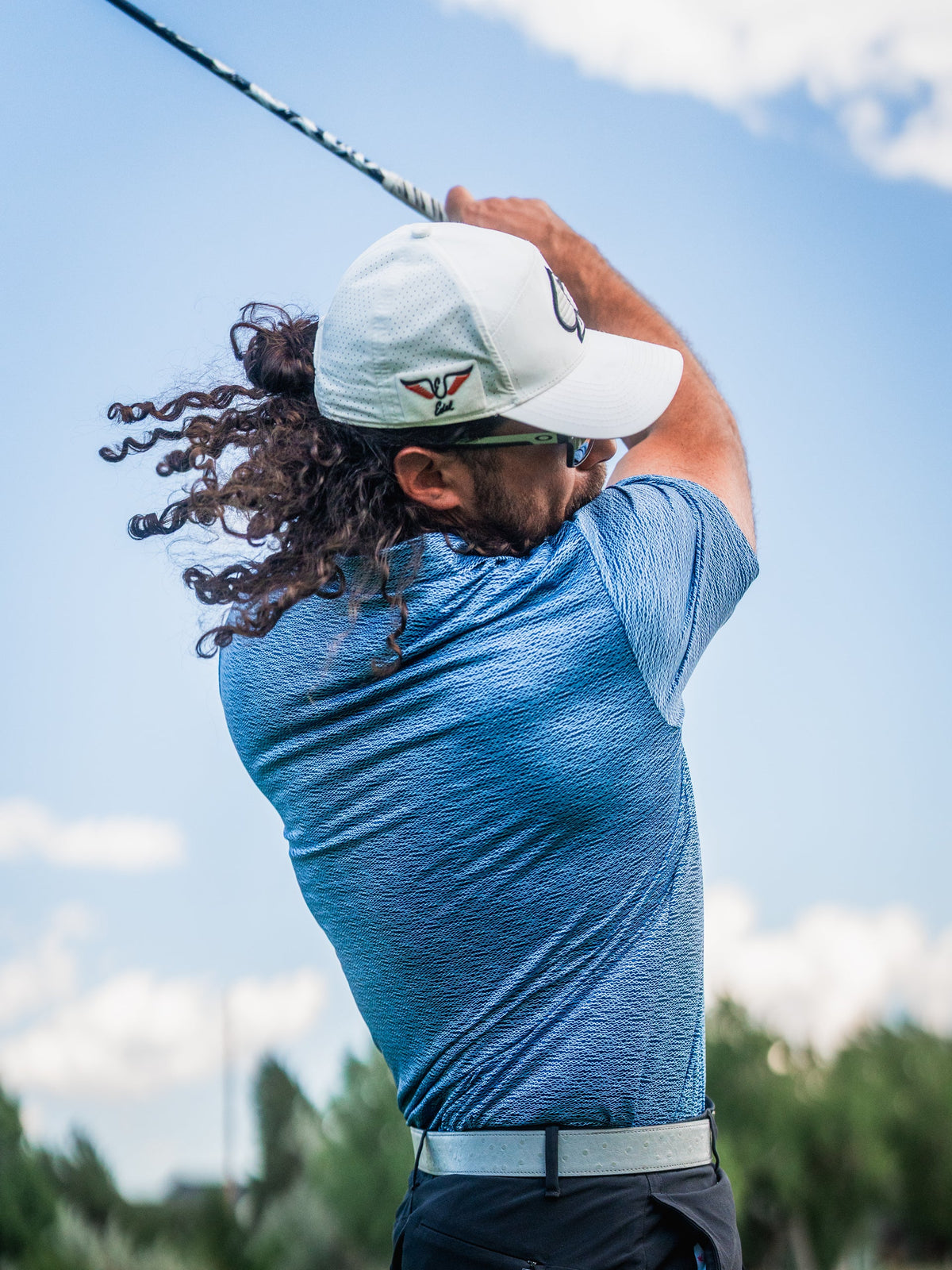 Squiggle Blue Golf Polo