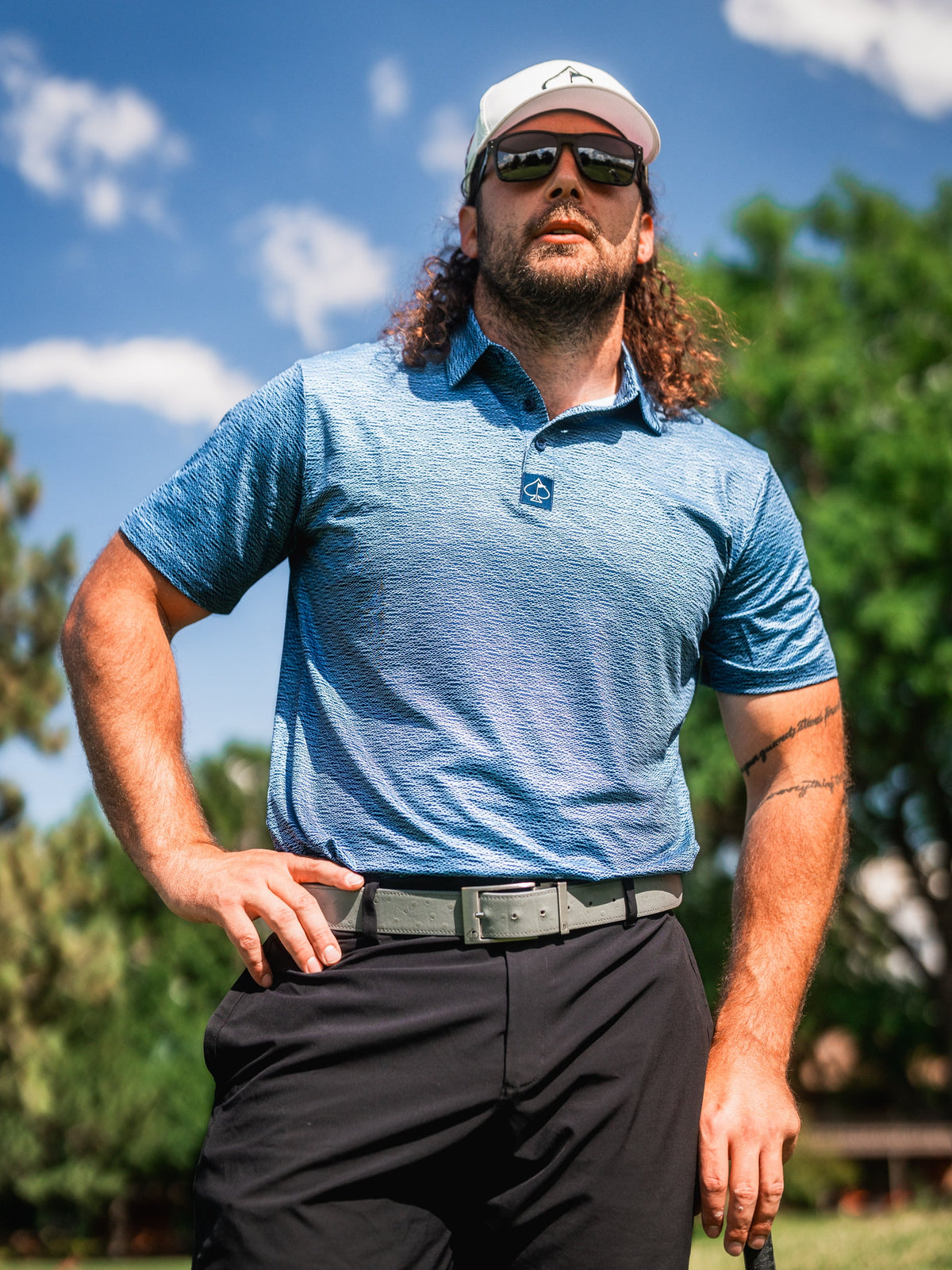 Squiggle Blue Golf Polo