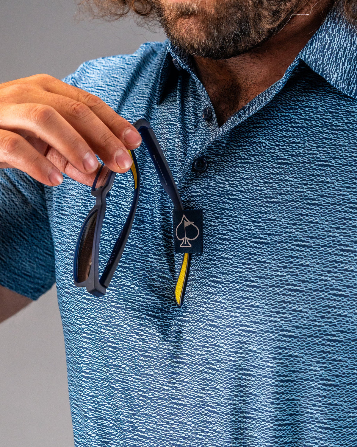 Squiggle Blue Golf Polo