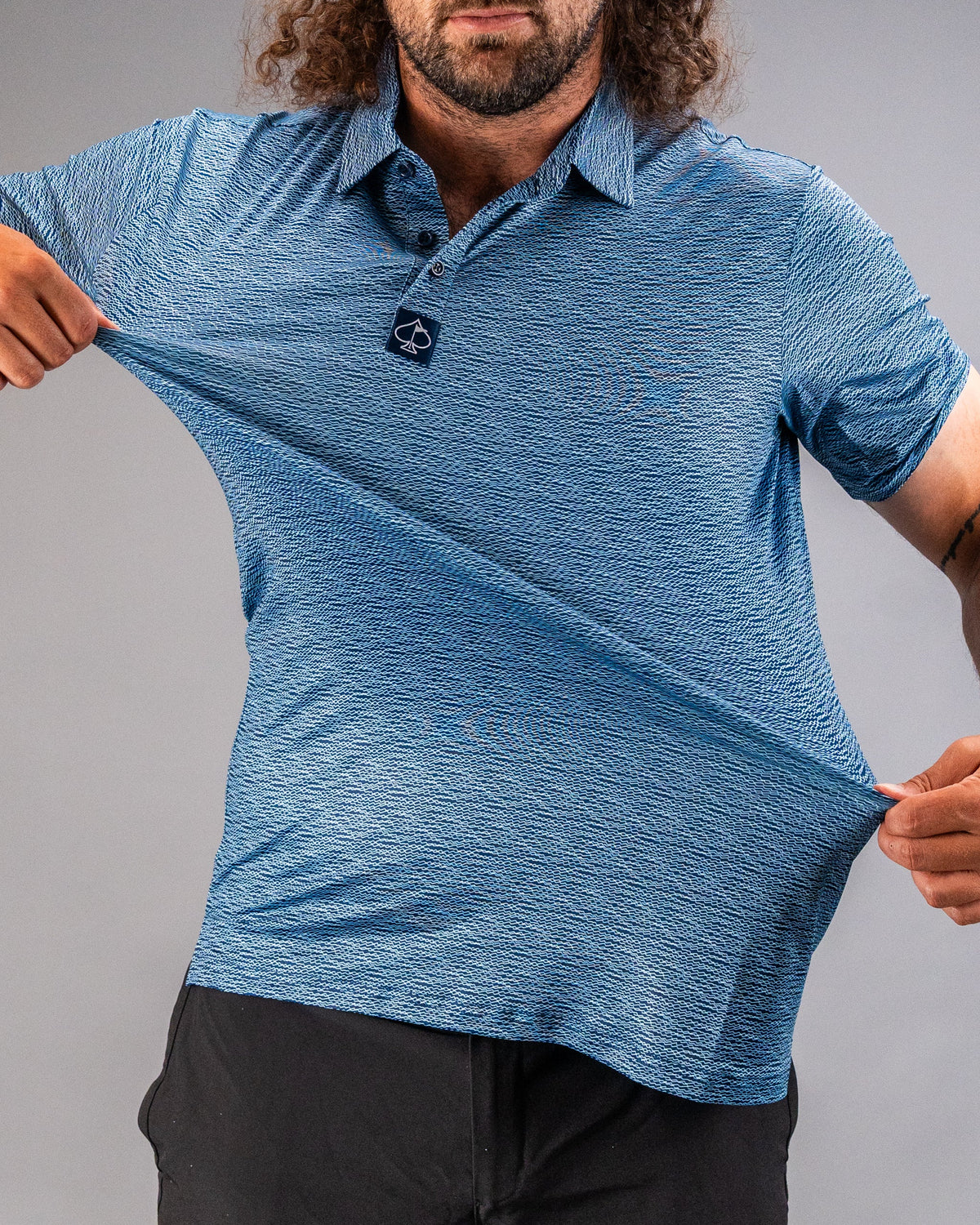 Squiggle Blue Golf Polo