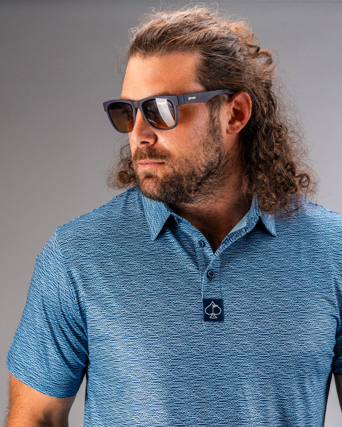 Squiggle Blue Golf Polo