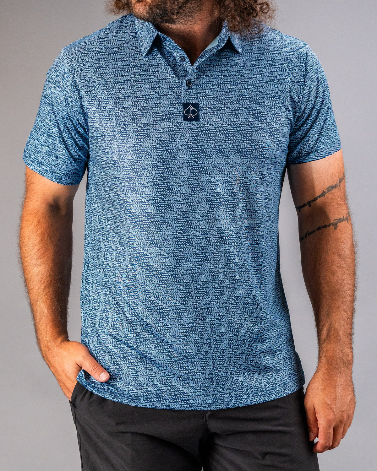 Squiggle Blue Golf Polo
