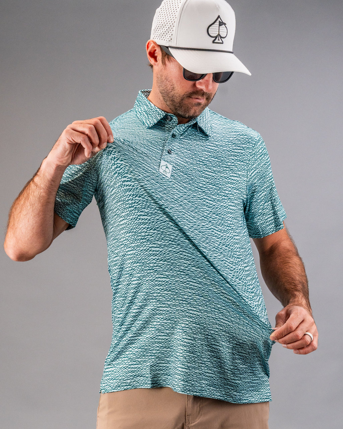 Squiggle Teal Golf Polo