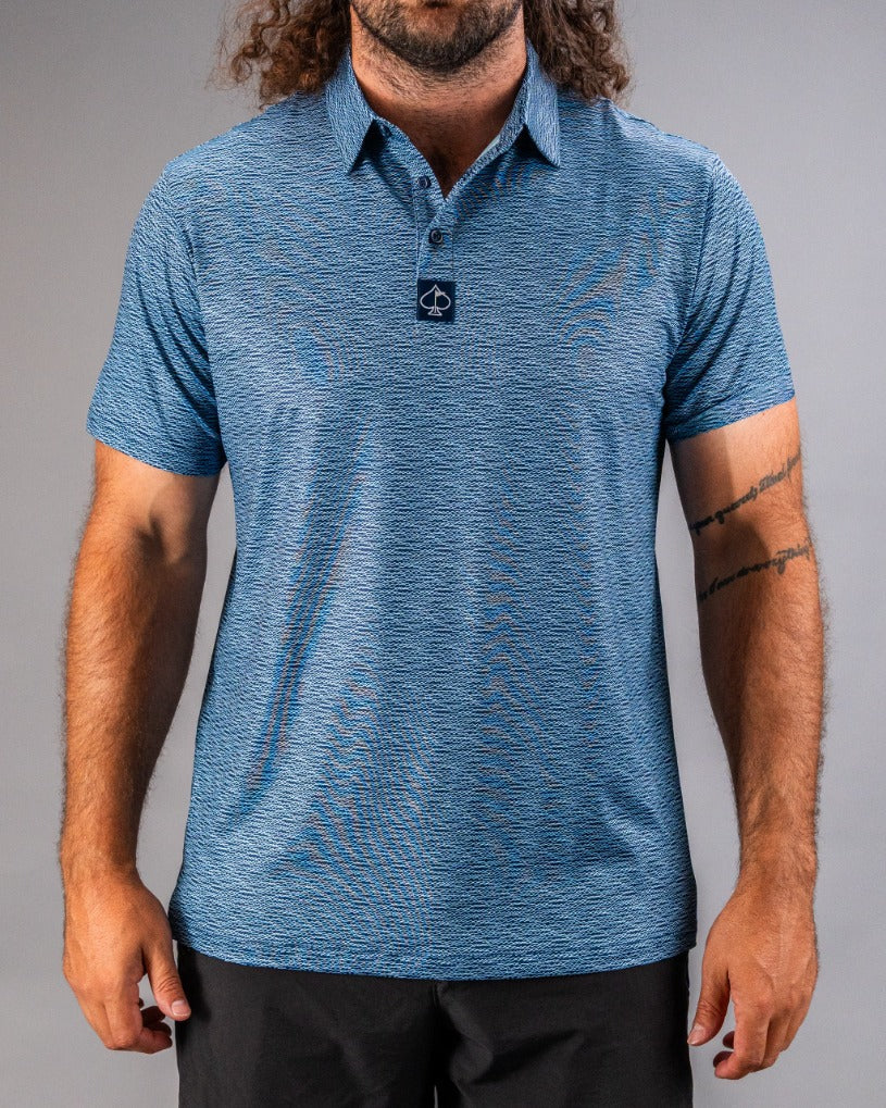 Squiggle Blue Golf Polo