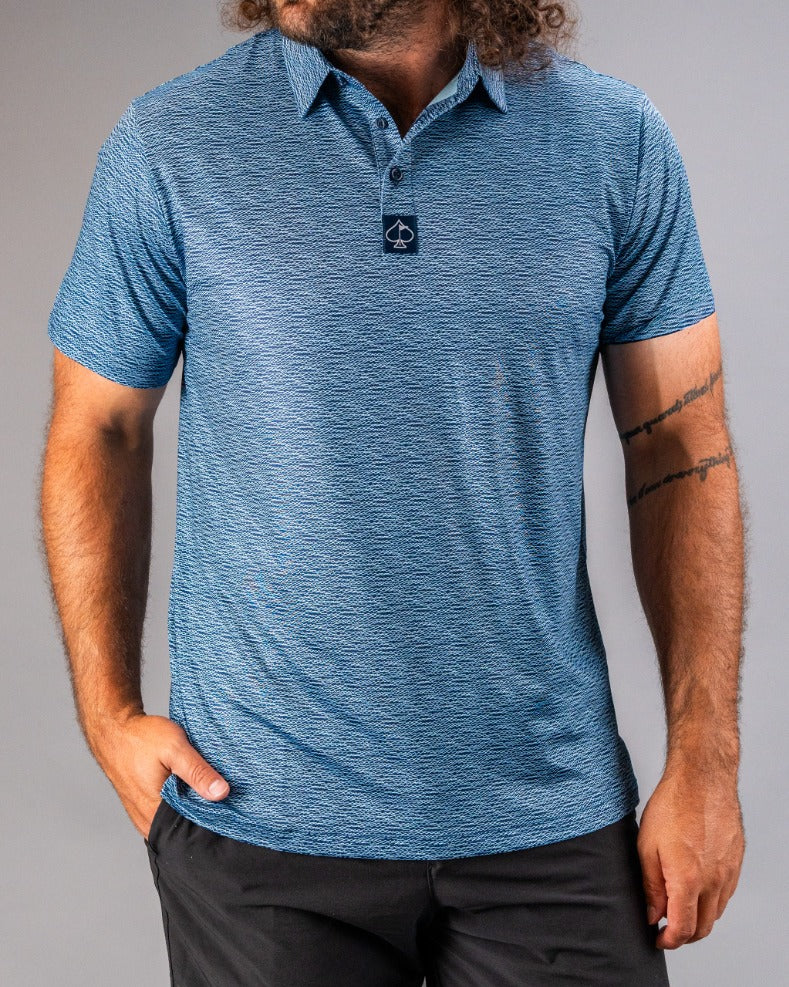 Squiggle Blue Golf Polo