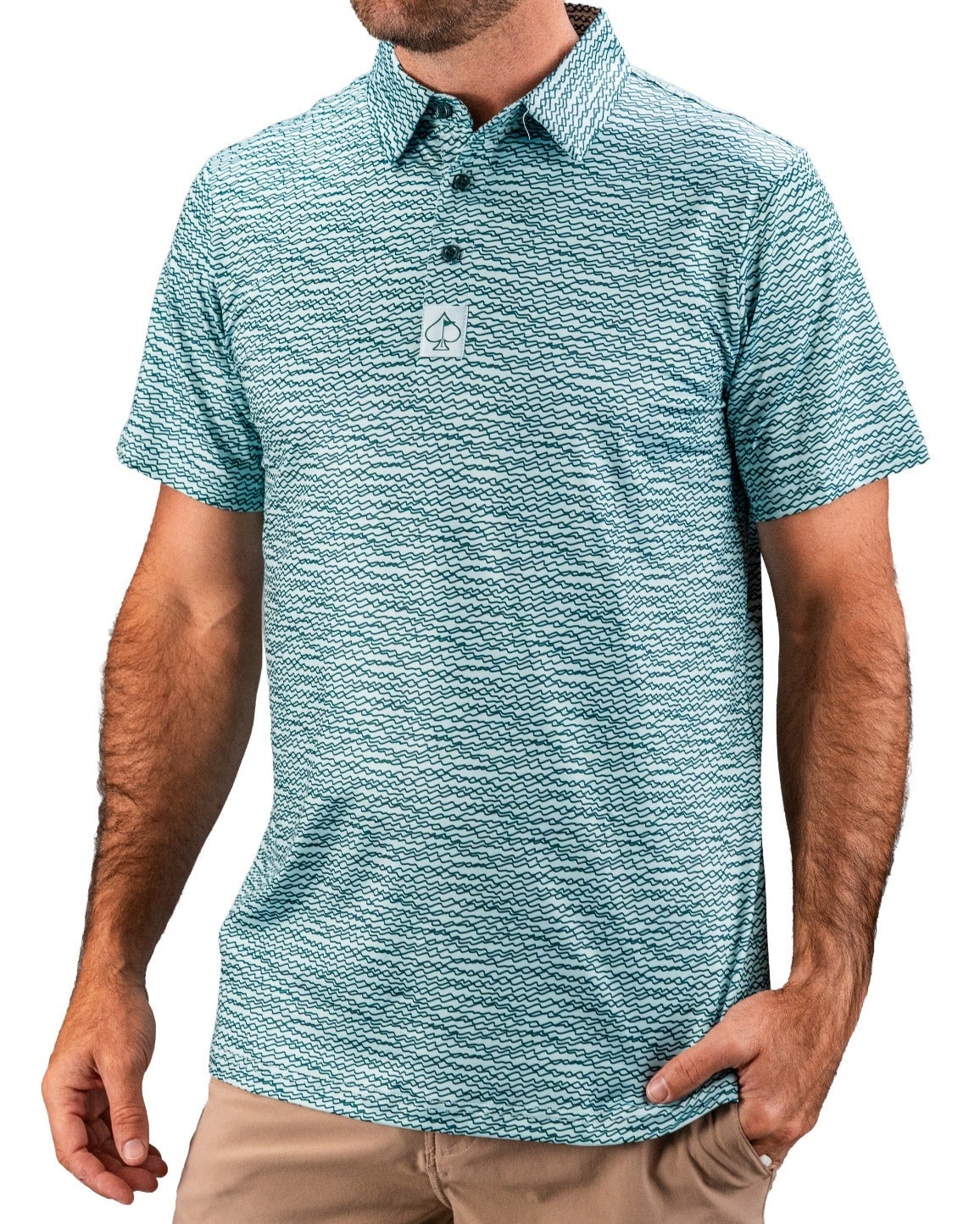 Squiggle Teal Golf Polo