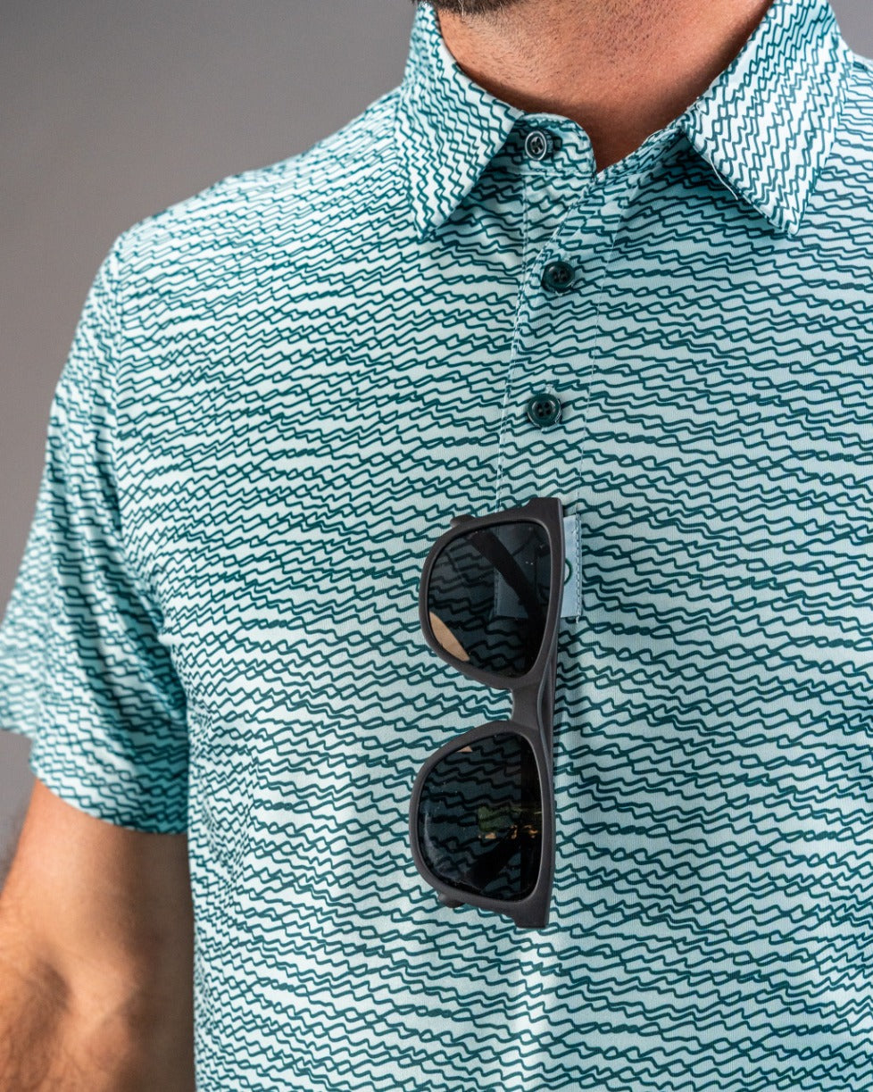 Squiggle Teal Golf Polo