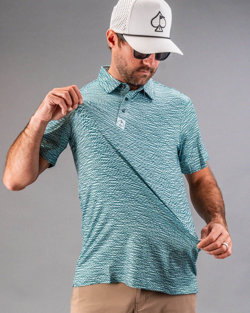 Squiggle Teal Golf Polo