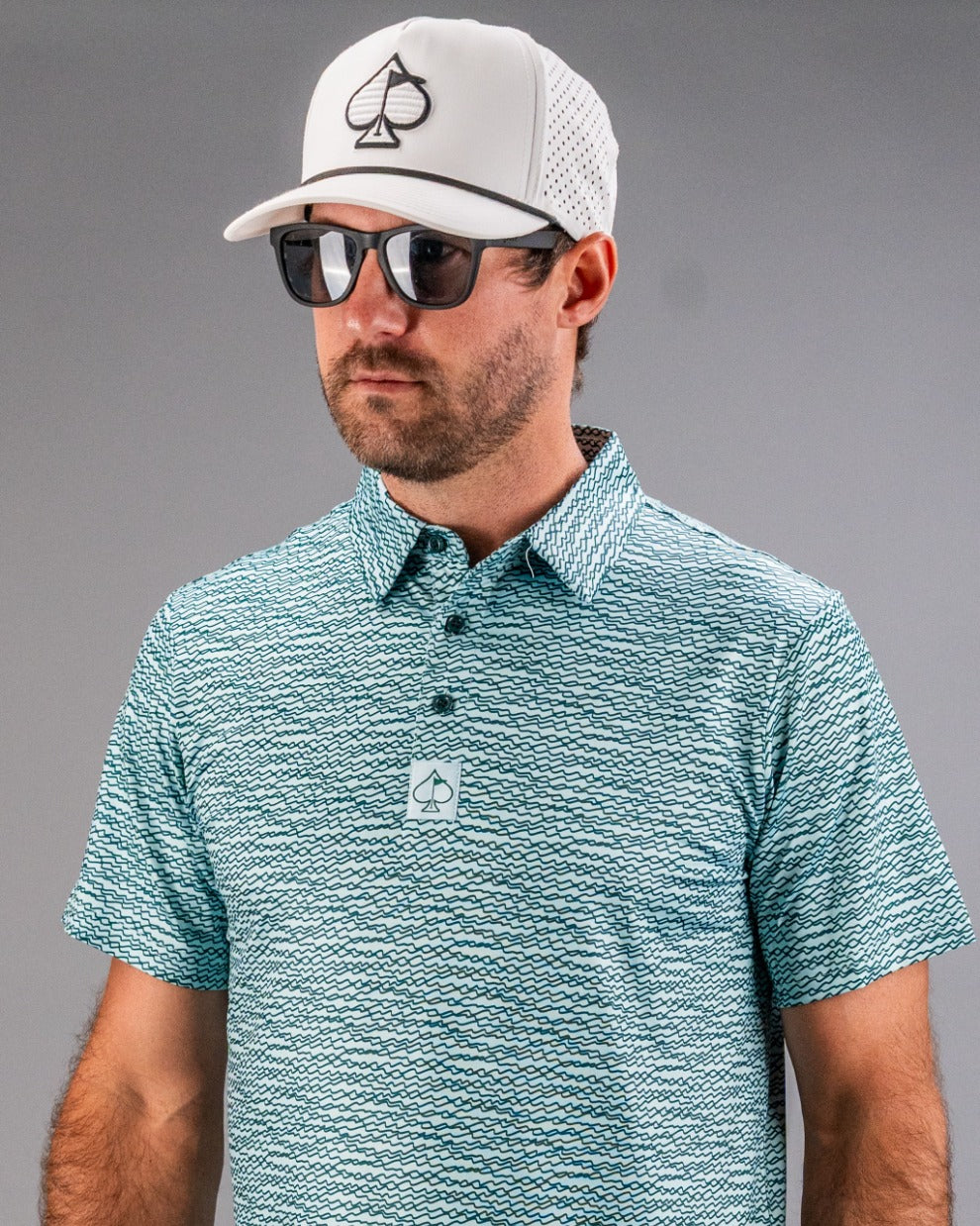 Squiggle Teal Golf Polo