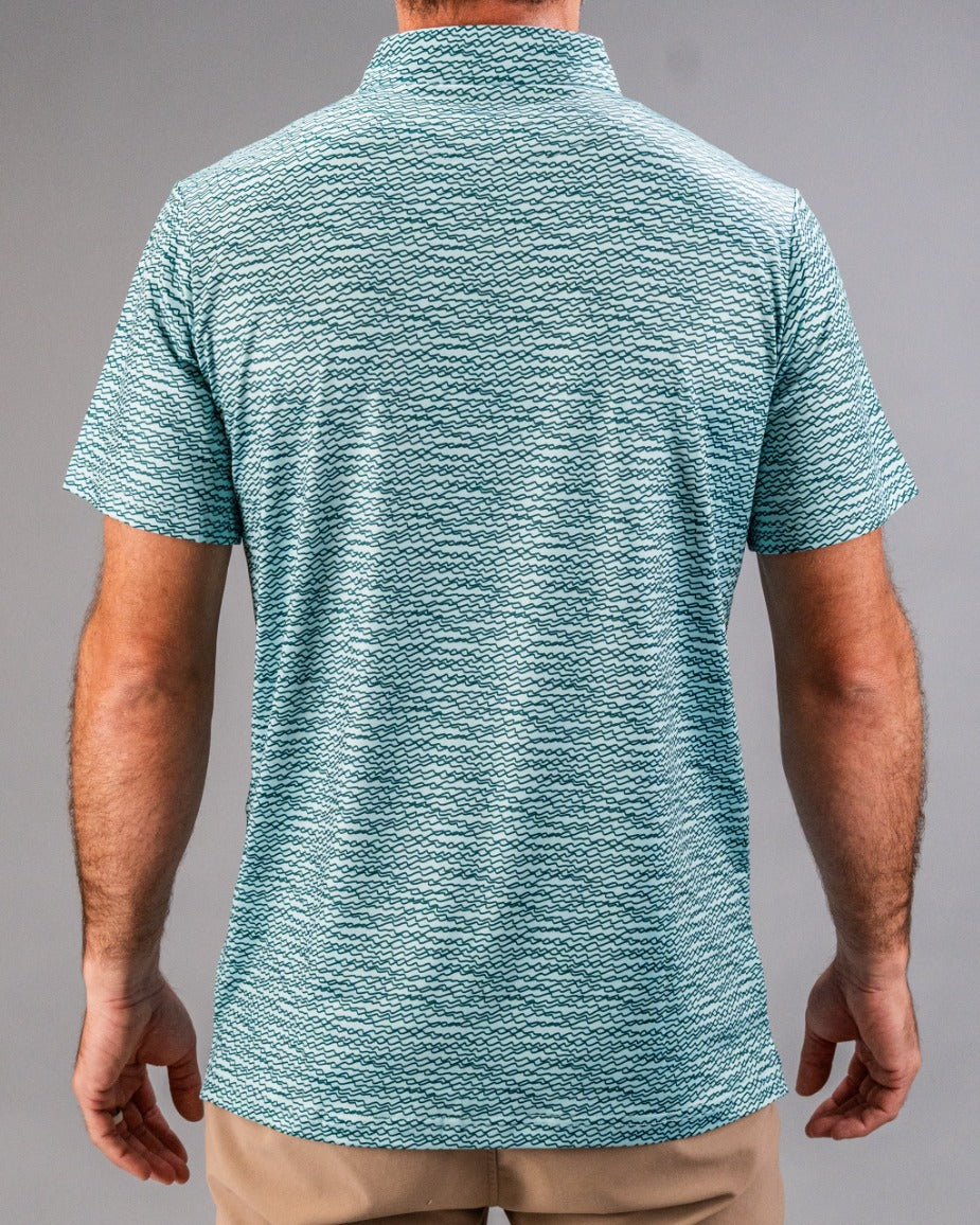 Squiggle Teal Golf Polo
