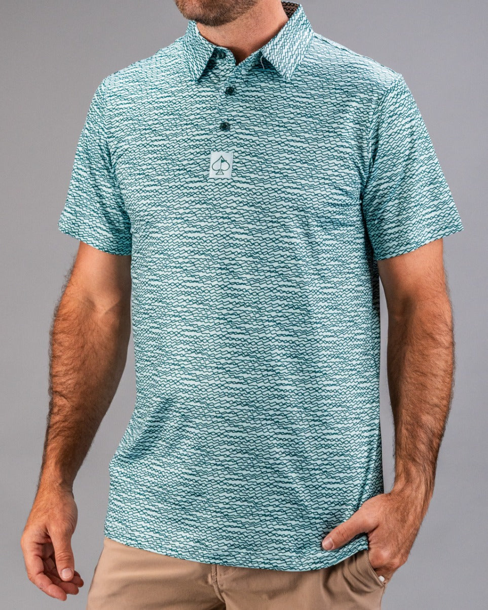 Squiggle Teal Golf Polo