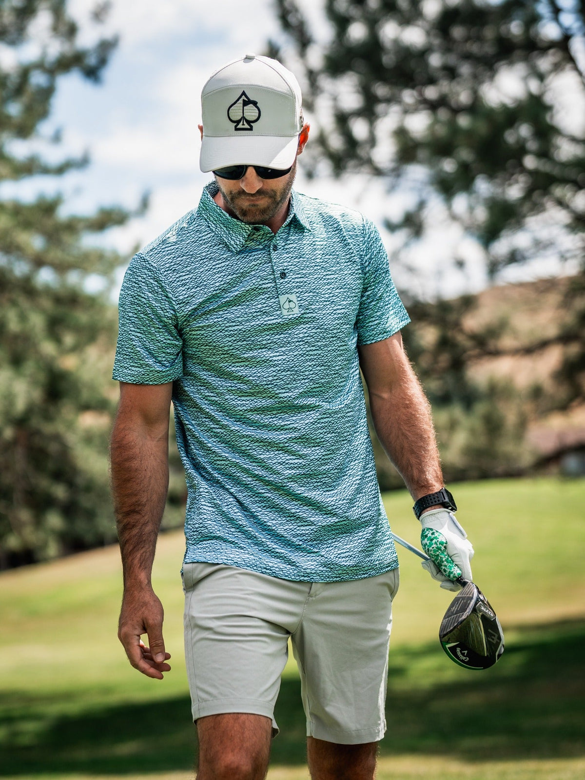 Squiggle Teal Golf Polo