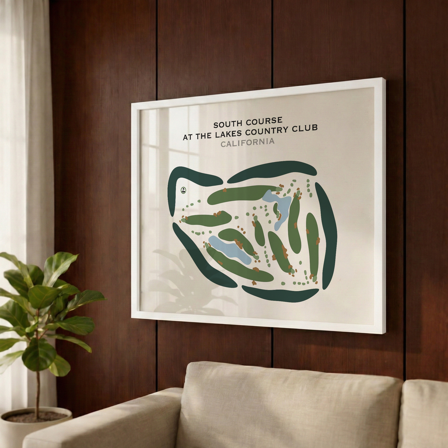 South Course at Lakes Country Club, California - Printed Golf Courses