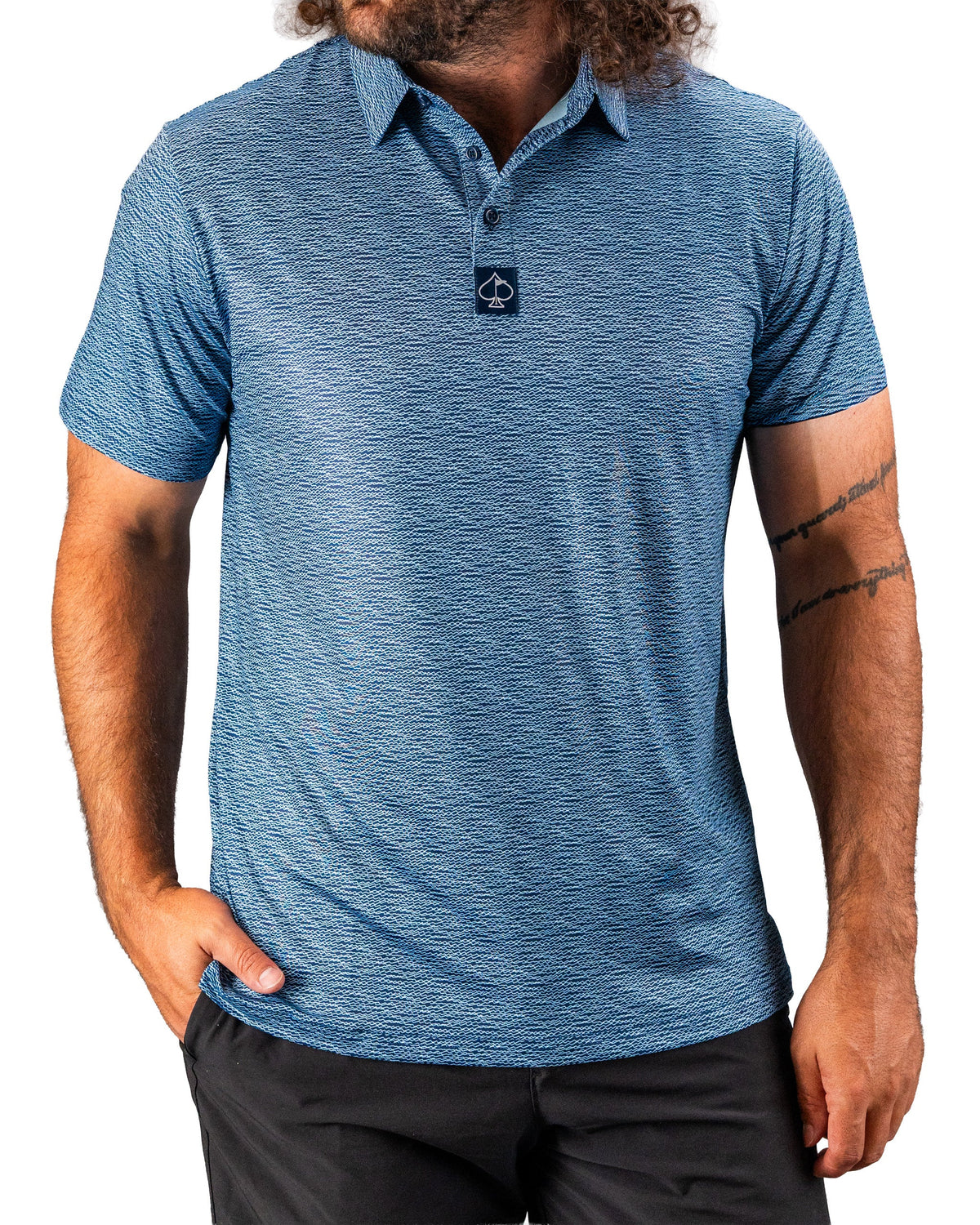 Squiggle Blue Golf Polo