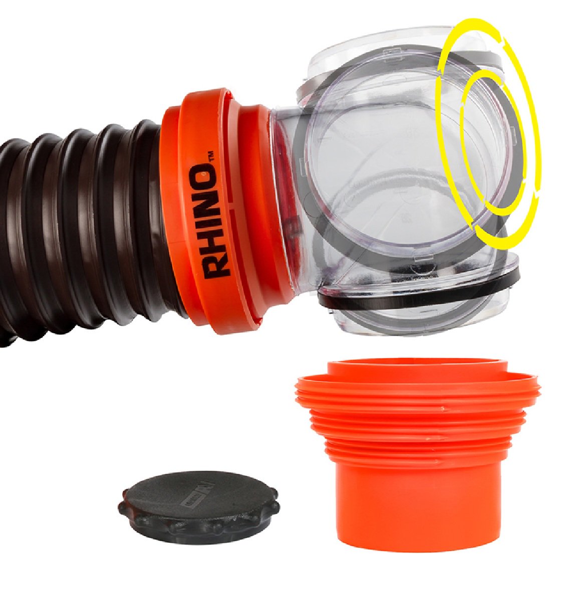 Camco RhinoFLEX 15' Sewer Hose Kit w/4 In 1 Elbow Caps