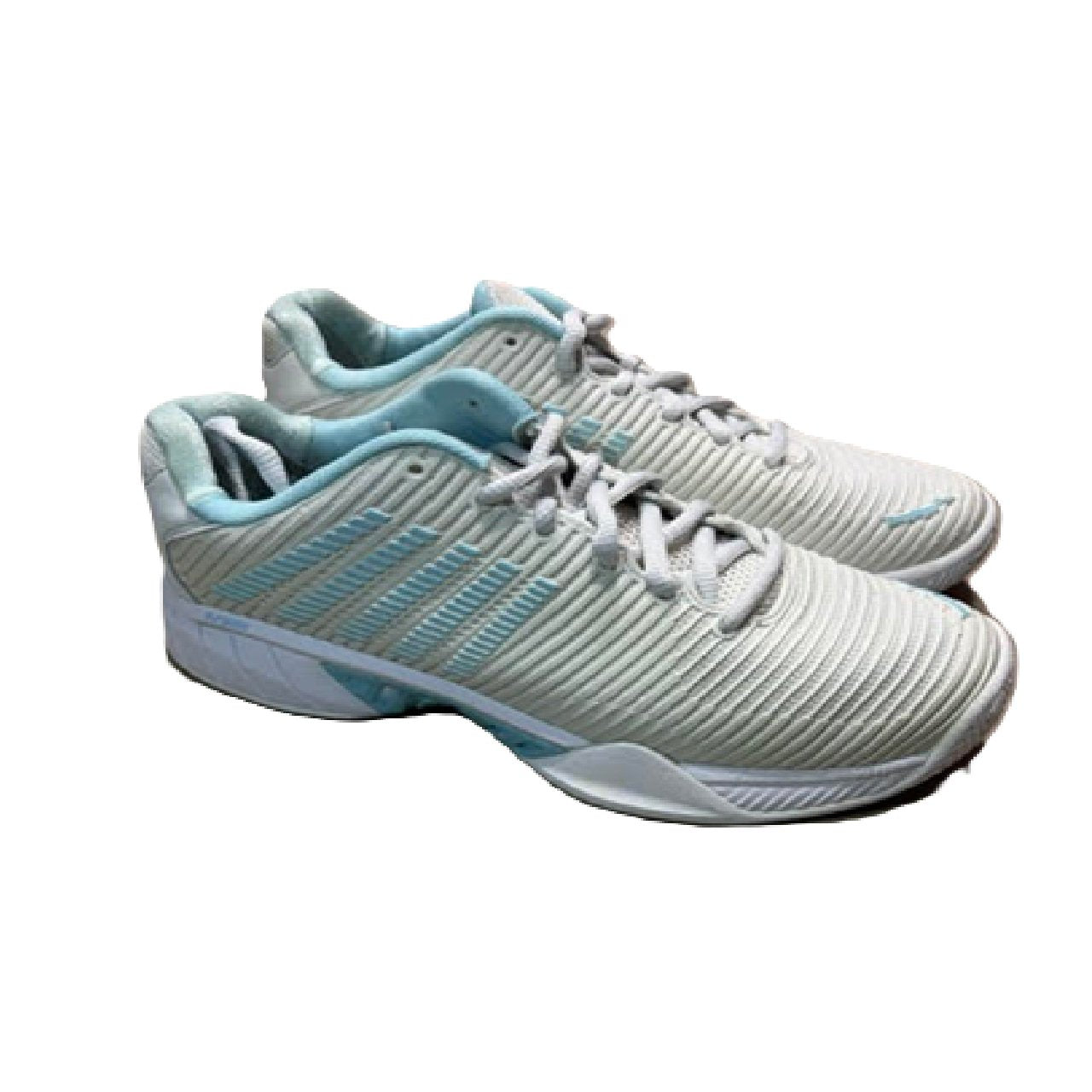 K-Swiss Women's Hypercourt Express 2 tennis shoe US 8  Vaporous Gray/White/Blue Glow BM1