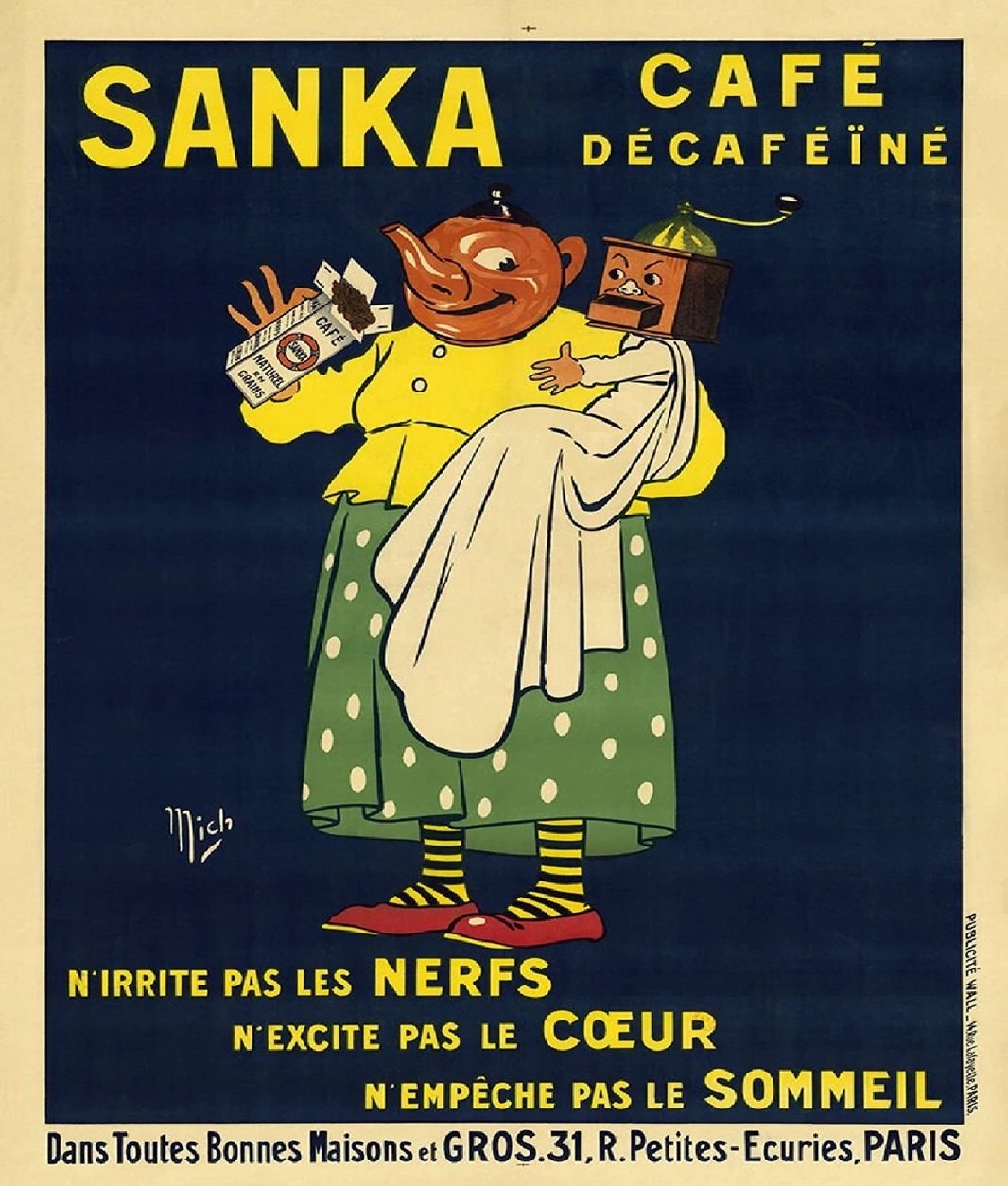 Sanak Cafe Coffee Vintage Art Reproduction Poster 18" x 24"