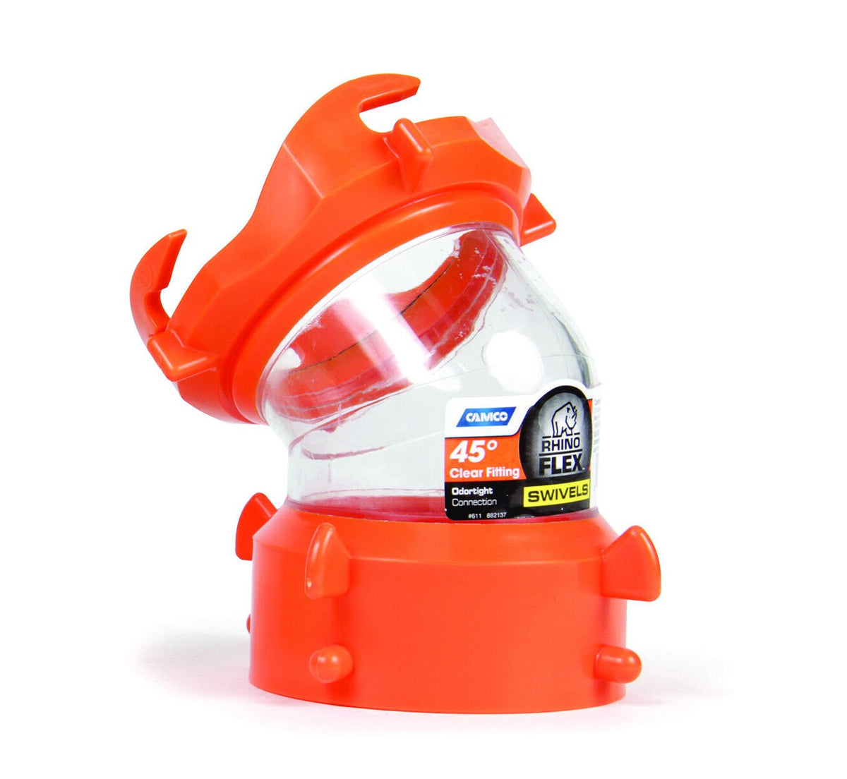 Camco RhinoFLEX 45-Degree Swivel Fitting Clear RV Sewer Hose Fitting