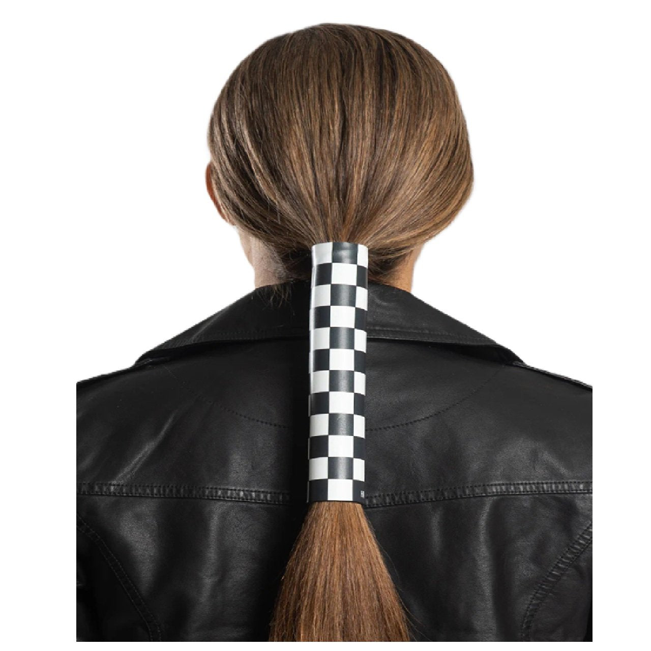 HG Sport Neoprene Hair Glove-Checkered Race Flag Ponytail Holder