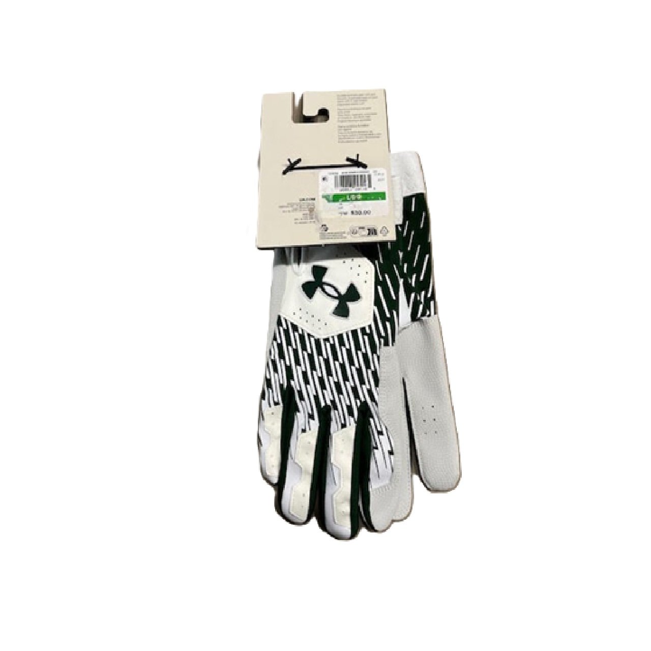 Under Armour Mens Clean Up Baseball Batting Gloves Green/White Large