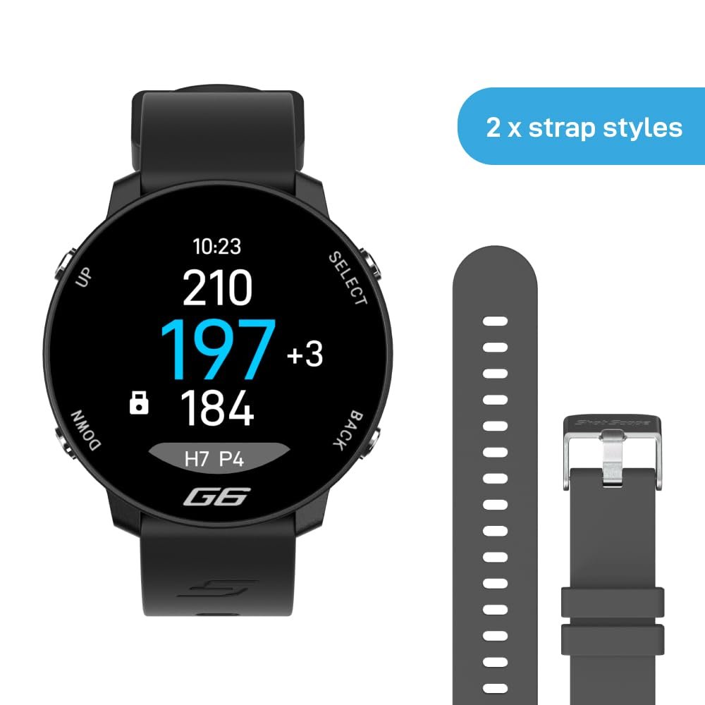 Shot Scope G6 GPS Golf Watch, 38k+ Pre-Loaded Courses, range finder Black