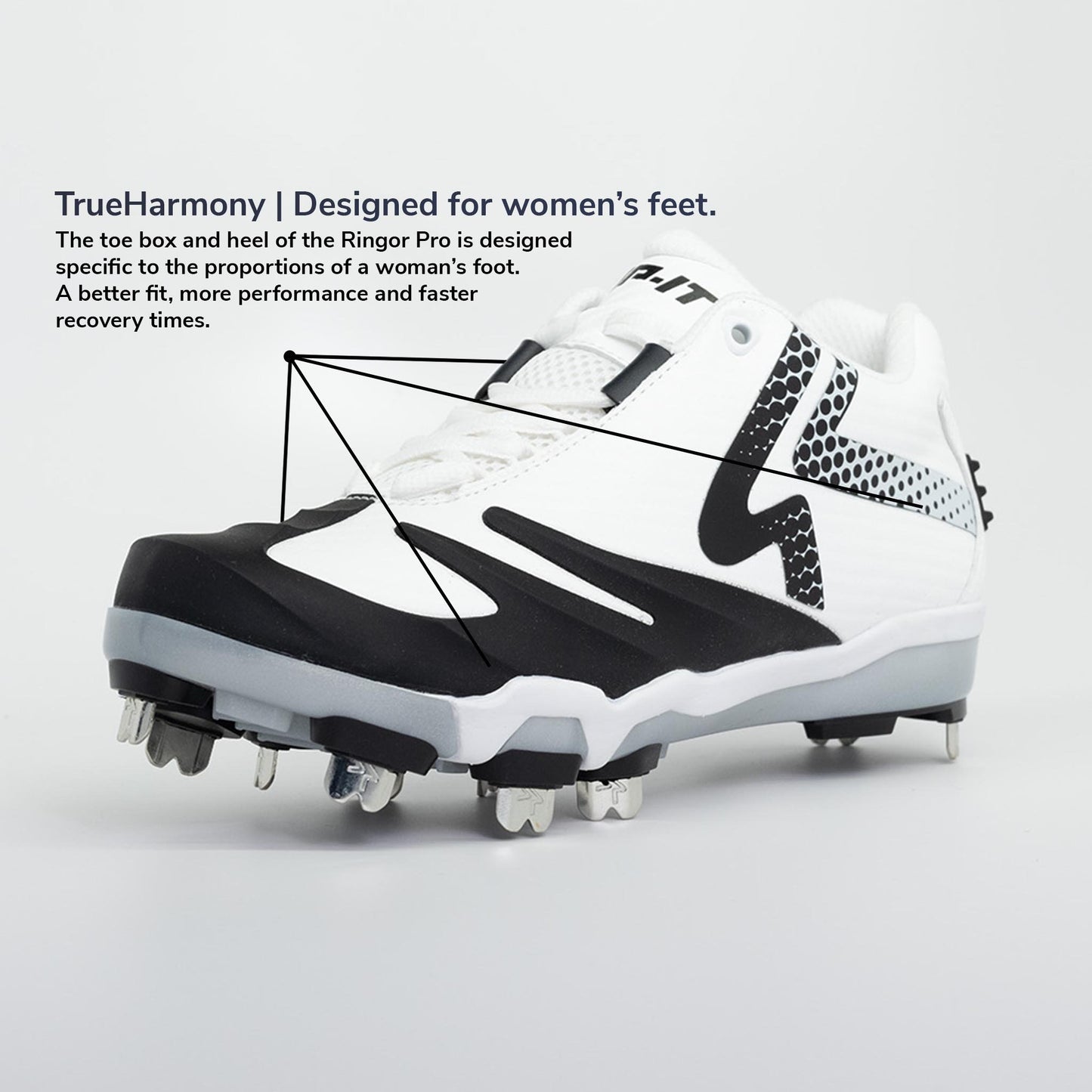 Ringor SwiftStep Pro Metal Softball Cleat |Spike Womens White