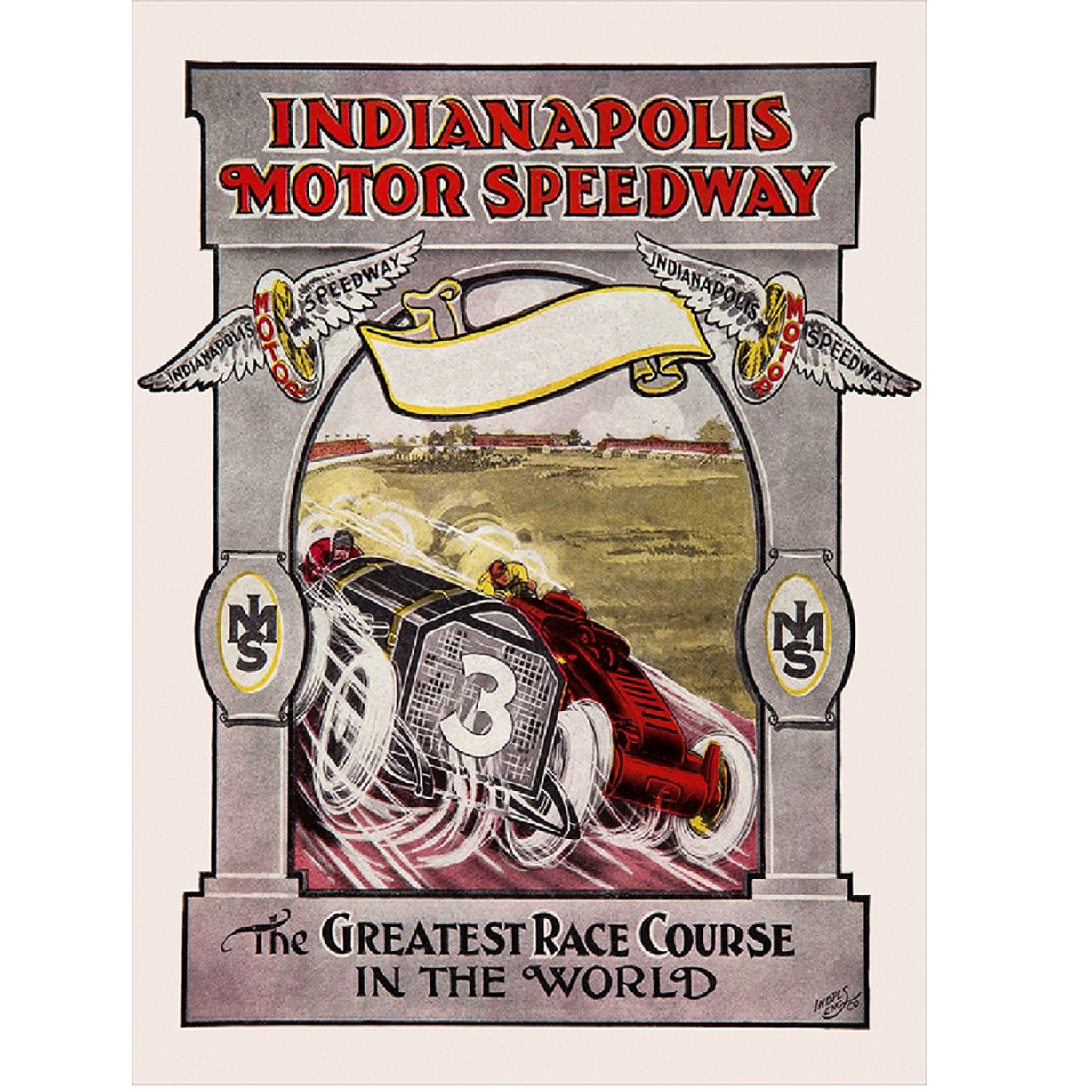 1913 Indianapolis 500 Race Poster Reproduction Poster Art