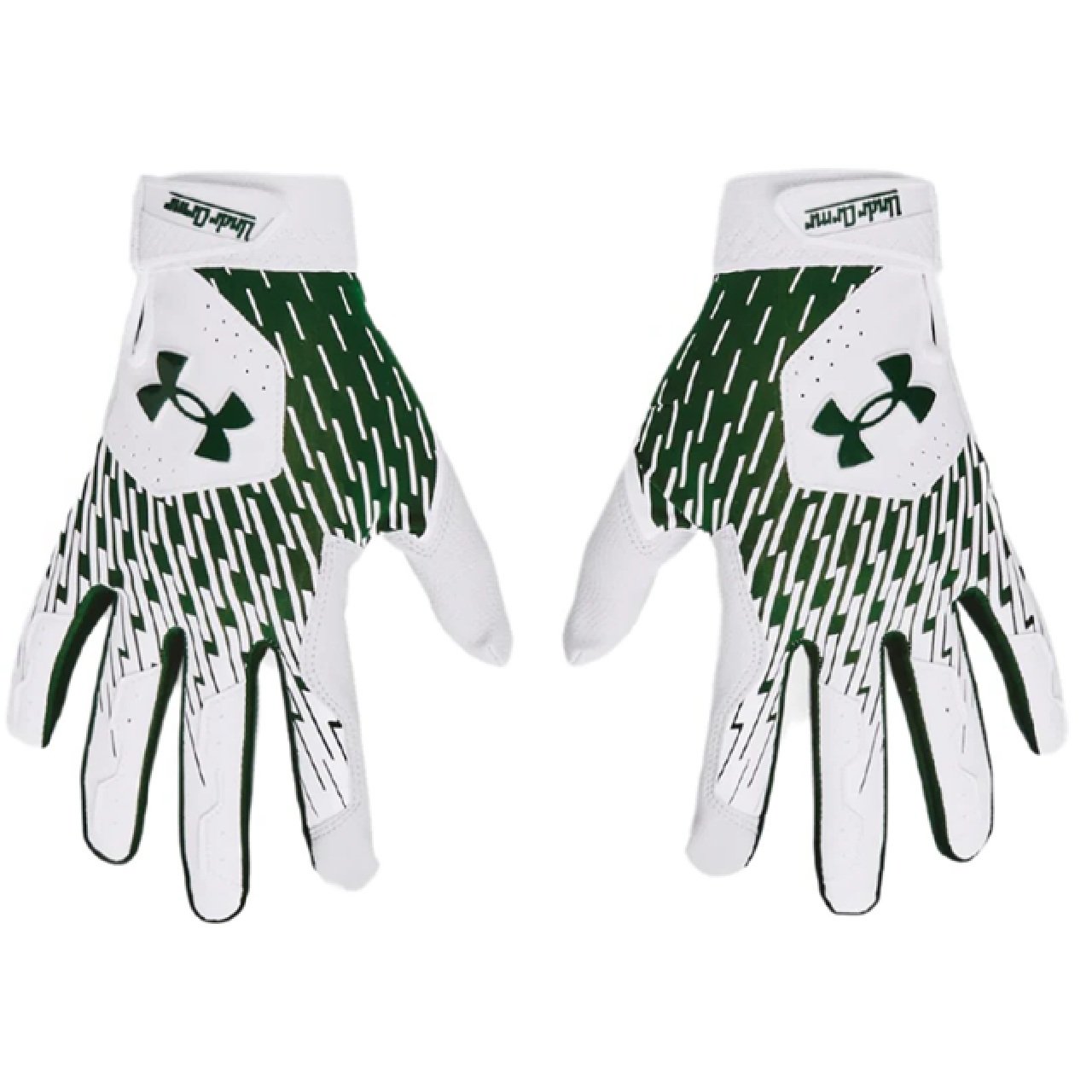 Under Armour Mens Clean Up Baseball Batting Gloves Green/White Large