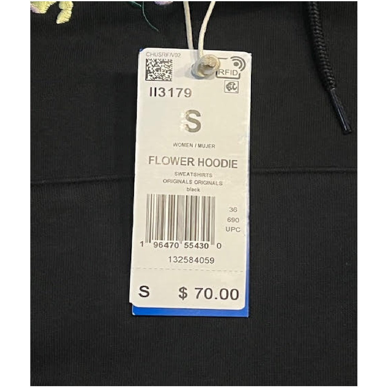 adidas Originals Flower Embroidery Hoodie Black SM