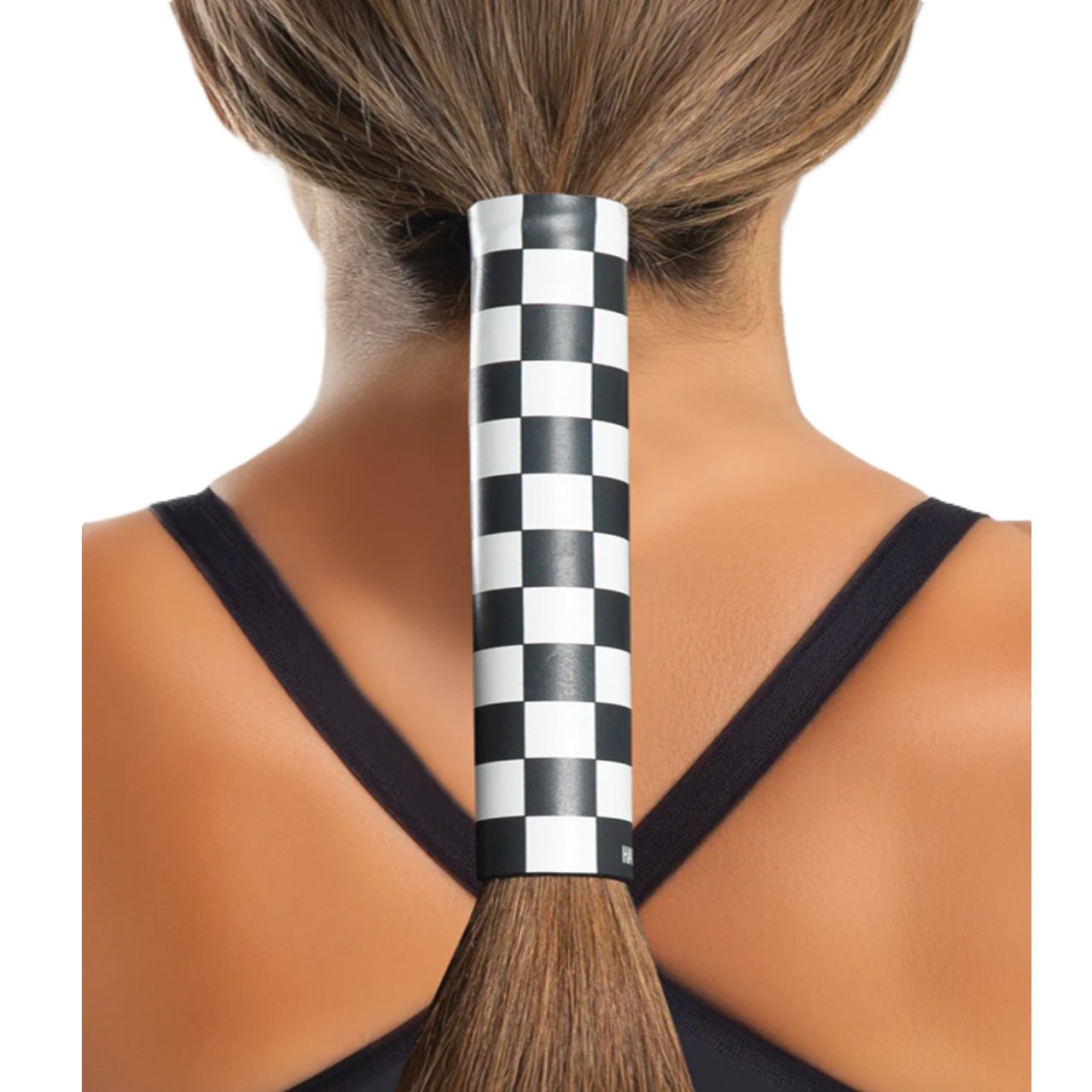 HG Sport Neoprene Hair Glove-Checkered Race Flag Ponytail Holder