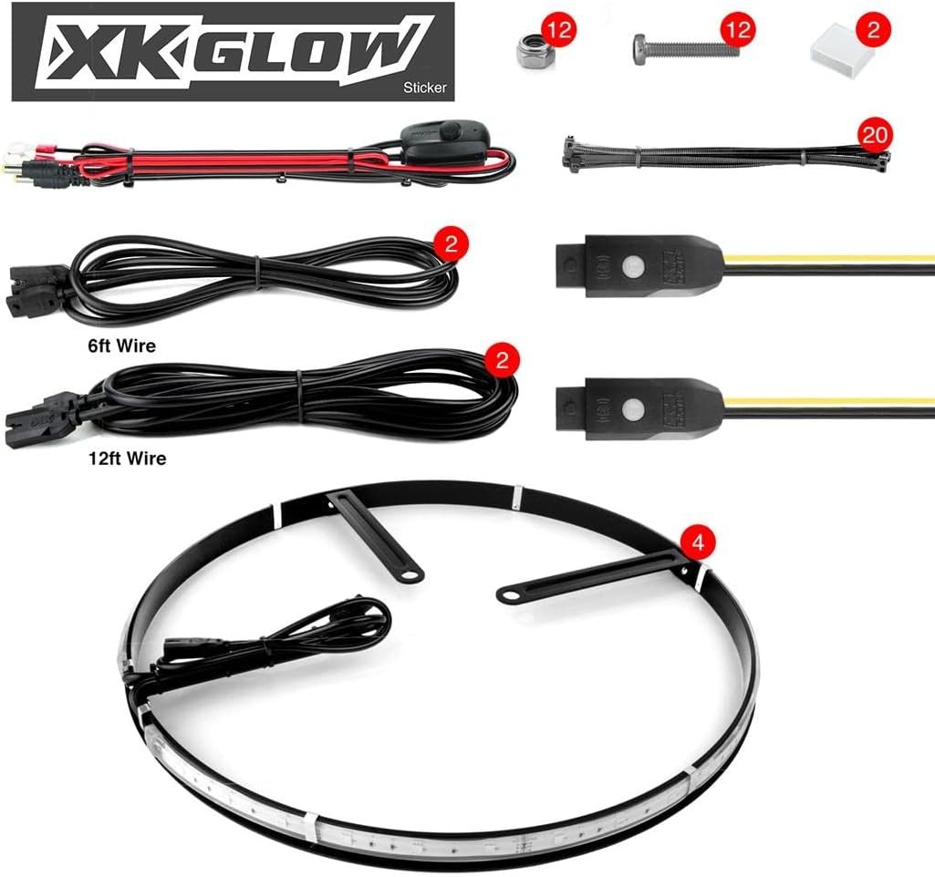 XK Glow 15 Inch Wheel Ring LED Light Kit Car wheel lights- 4 Pieces