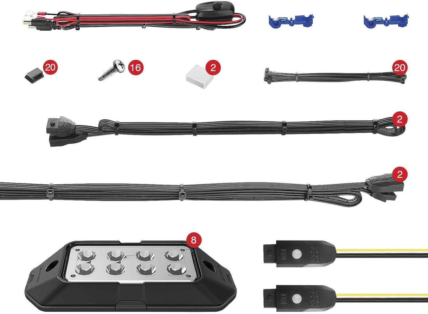 XKGLOW ROCKADV Multicolor LED Under Body Rock Light Kit, 8 Pack