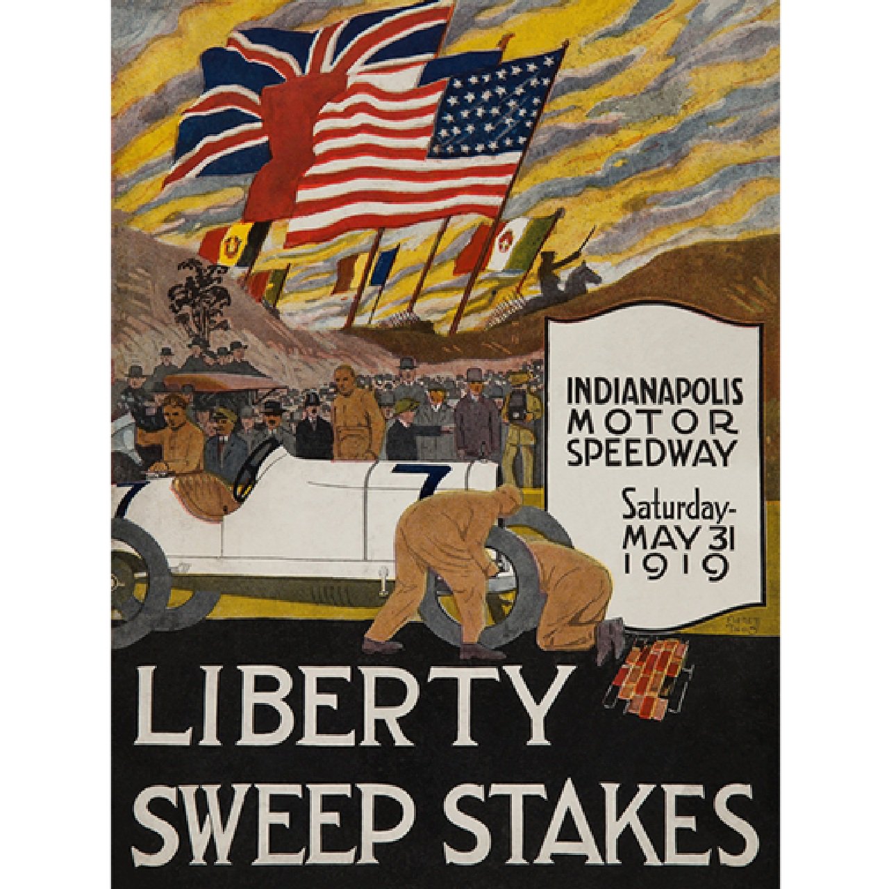 1919 Indianapolis 500 Race Poster Reproduction Poster Art