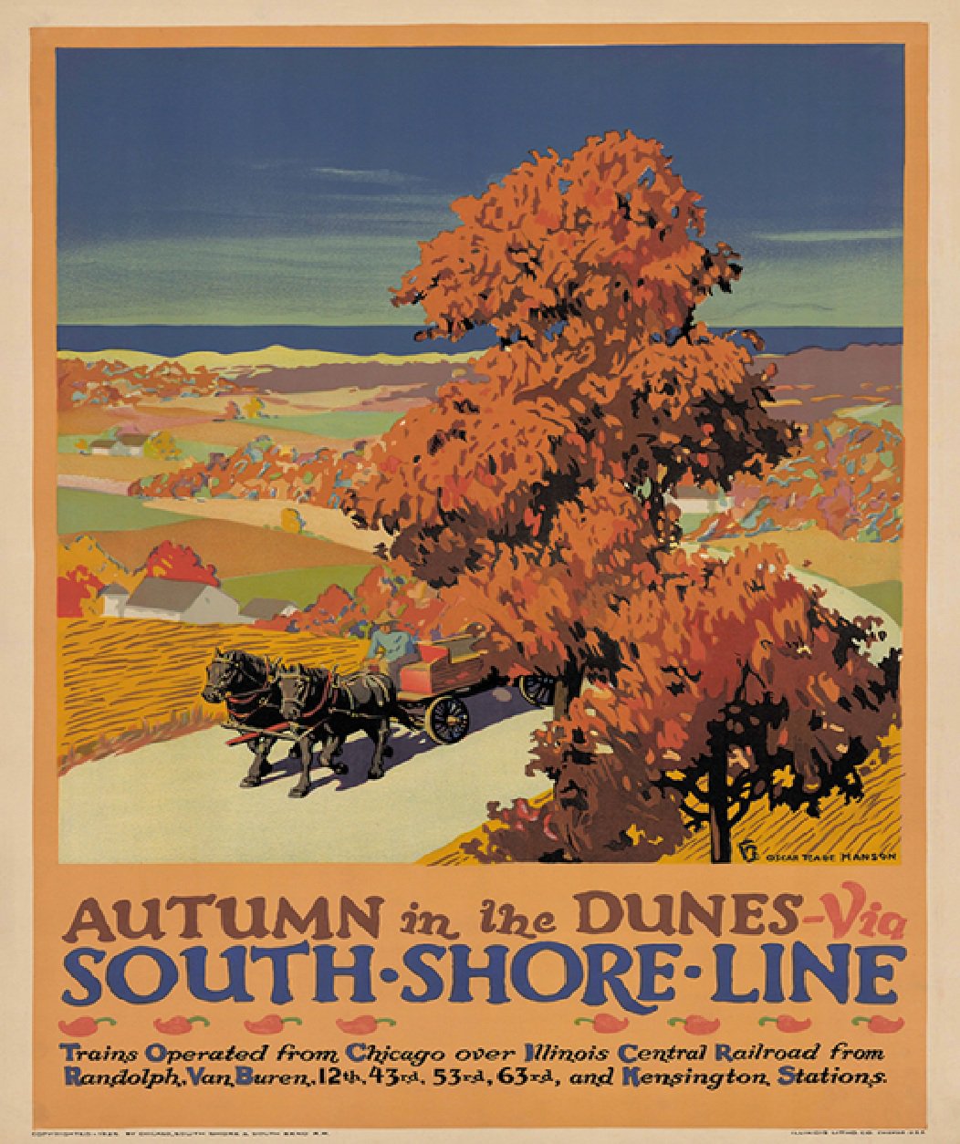 Autumn In the Indiana Dunes via South Shore Line VNT Poster Reproduction