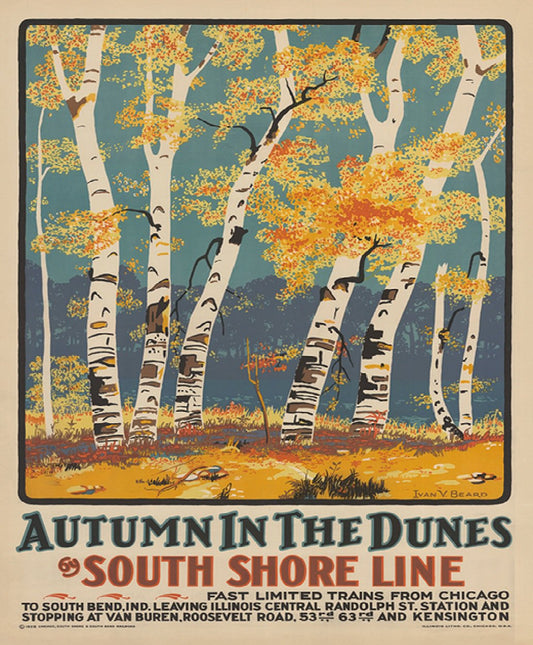 Autumn In the Dunes by South Shore Line Vintage Poster Reproduction