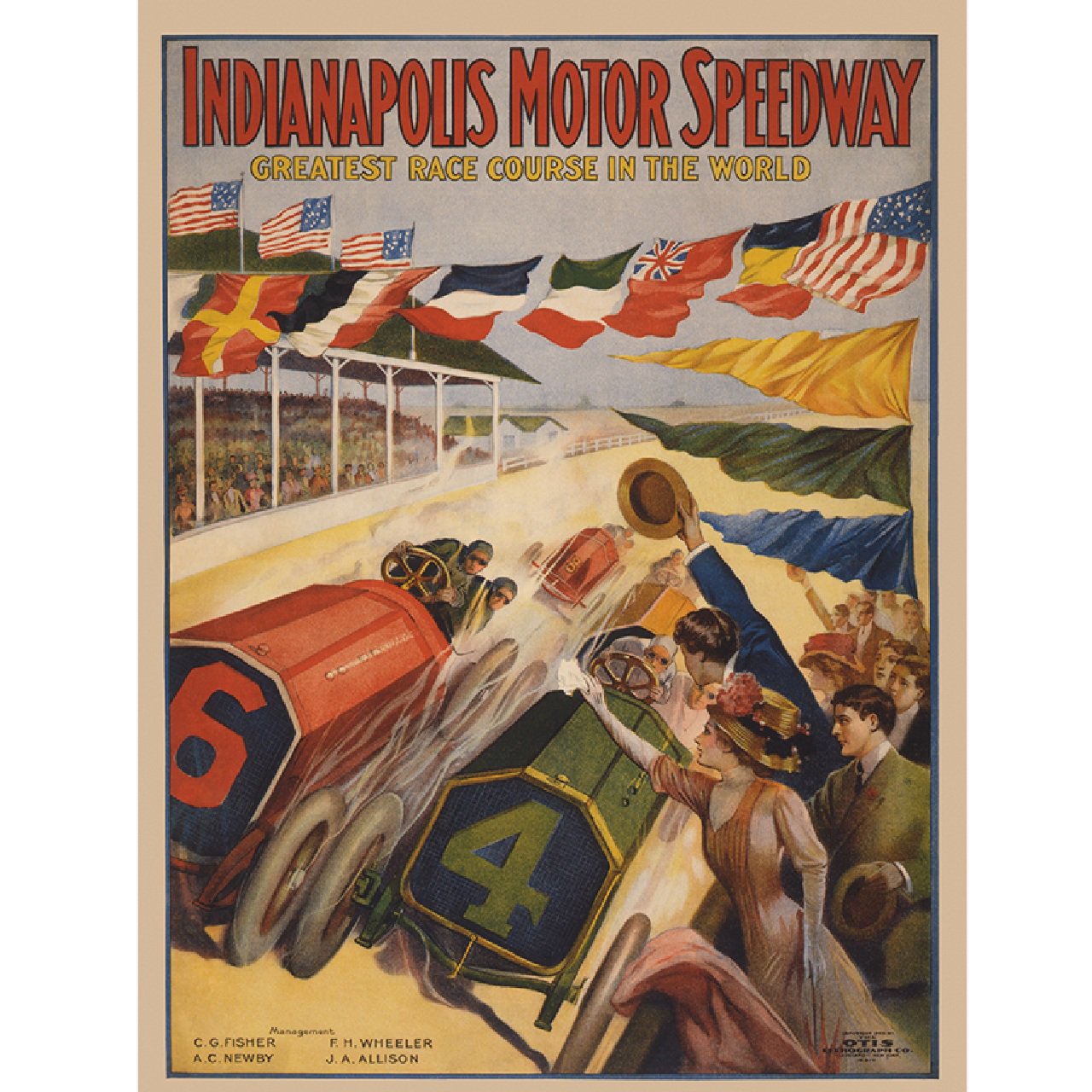 Vintage Indianapolis 500 Race Poster Reproduction Poster Art