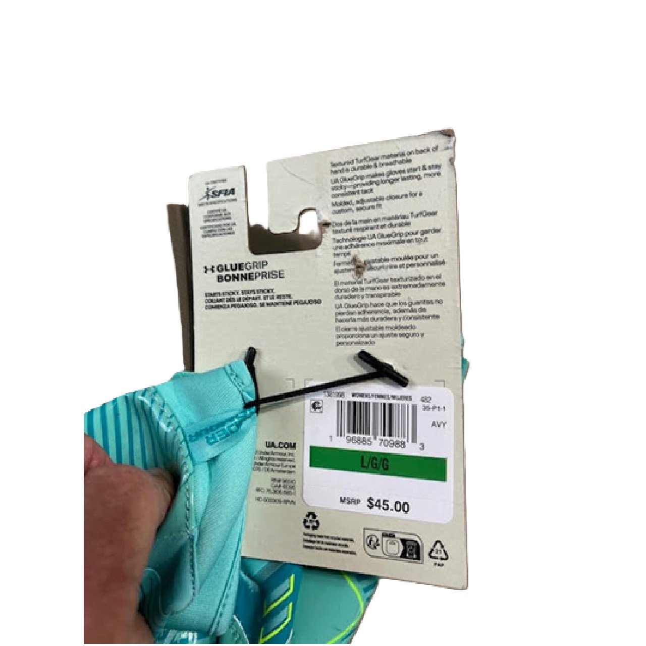 Under Armour Womens F9 Nitro Football Receiving Gloves LG