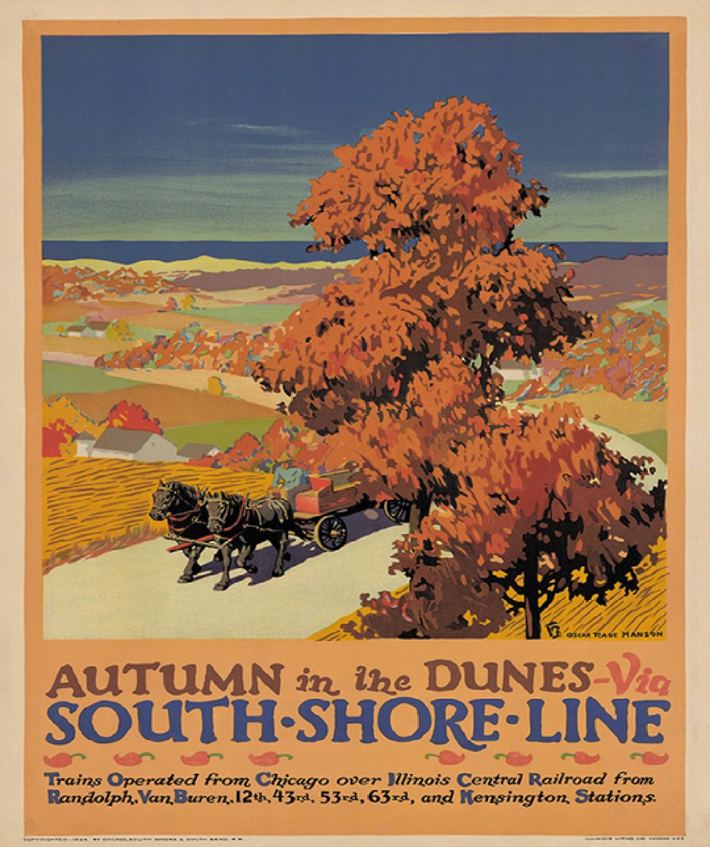 Autumn In the Indiana Dunes via South Shore Line VNT Poster Reproduction