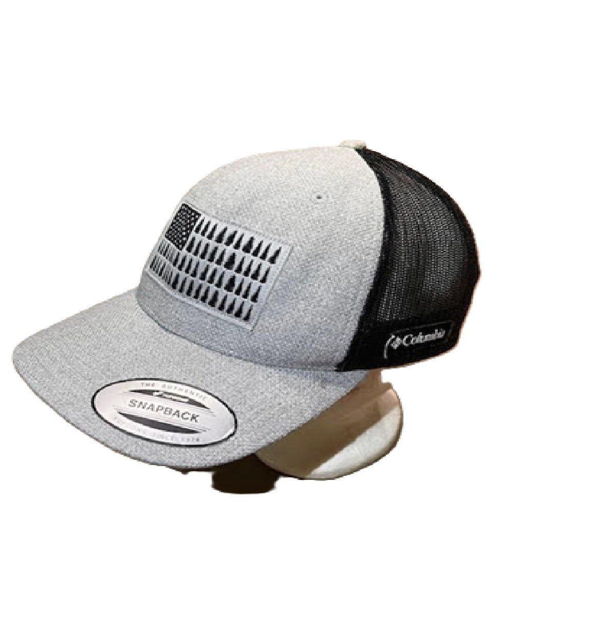 Columbia Tree Flag Trucker Style Snap Back hat Black-bm1