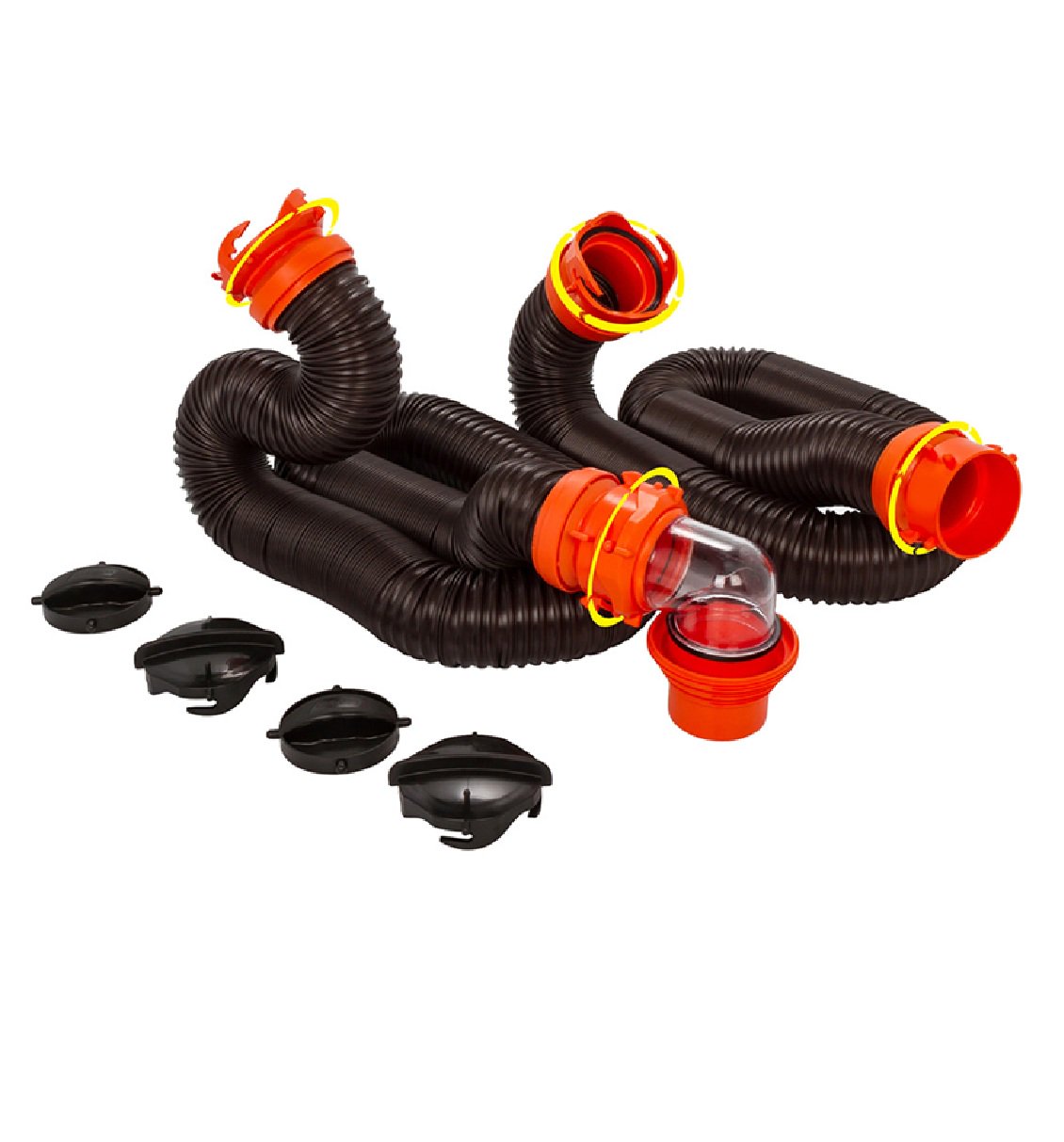 Camco RhinoFLEX 20' Sewer Hose Kit w/4 In 1 Elbow Caps