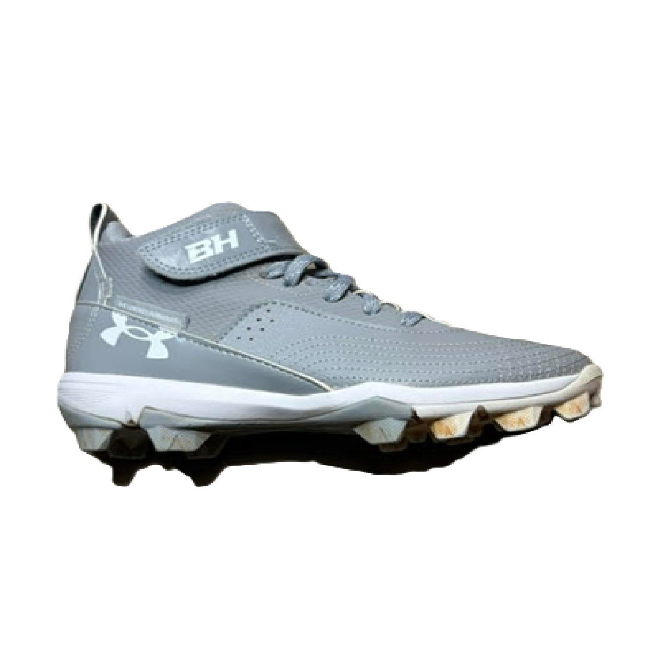 Under Armour Harper 7 Mid RM Jr Baseball Cleats Gray 2Y BM1