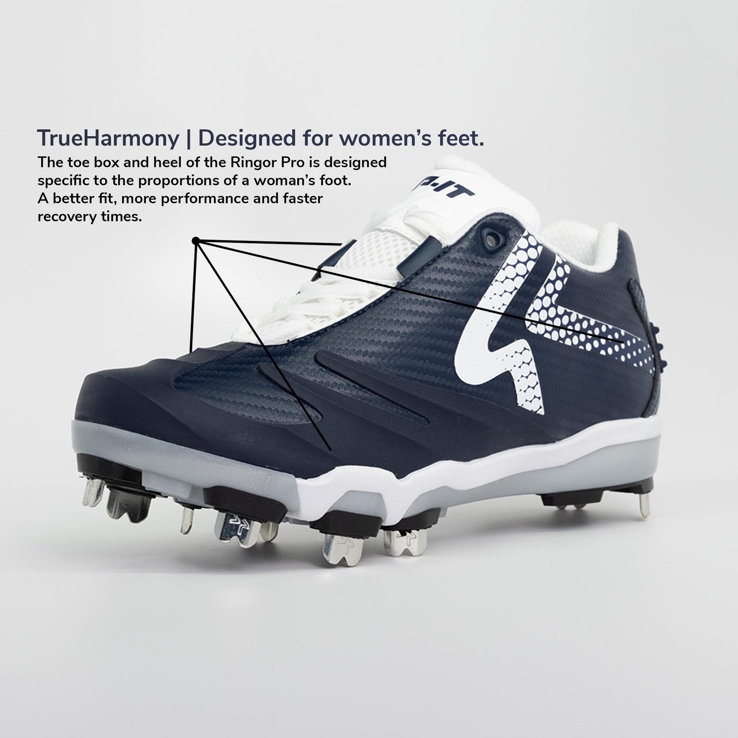 Ringor SwiftStep Pro Metal Softball Cleat |Spike Womens Navy