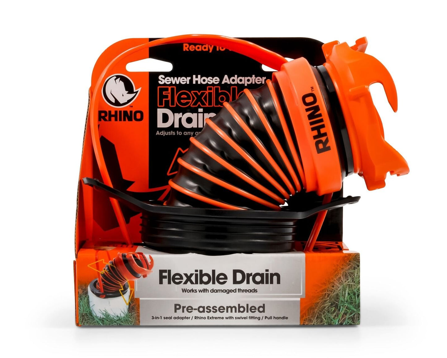 Camco Rhino Sewer Hose Seal Flexible 3 In 1 w/Rhino Extreme & Handle