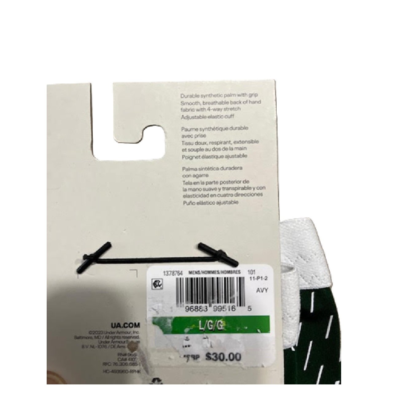 Under Armour Mens Clean Up Baseball Batting Gloves Green/White Large