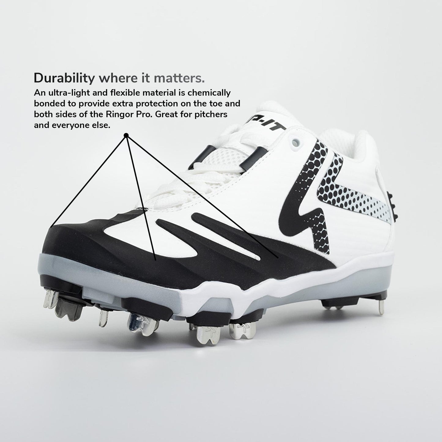 Ringor SwiftStep Pro Metal Softball Cleat |Spike Womens White