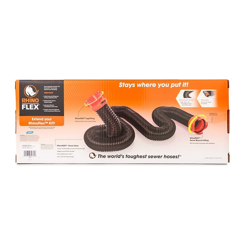 Camco RhinoFLEX 10' Sewer Hose Extension w/Swivel Bayonet & Lug